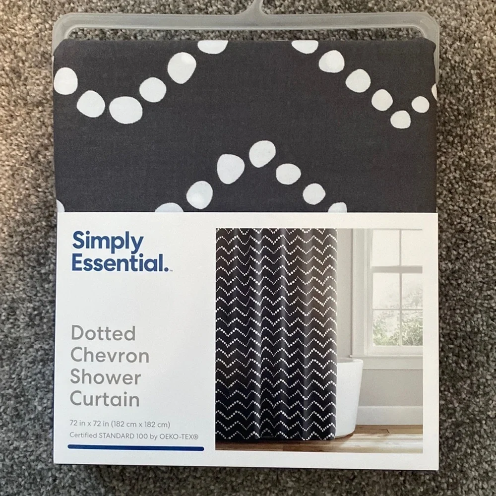 Simply Essential Dotted Chevron Shower Curtain Standard NEW